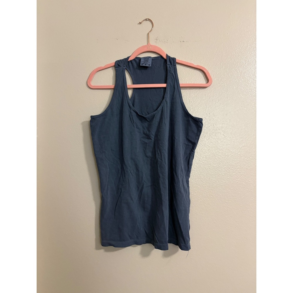 Comfort Colors Women's Blue Gray Garment Dyed Racerback Cotton Tank Top Medium